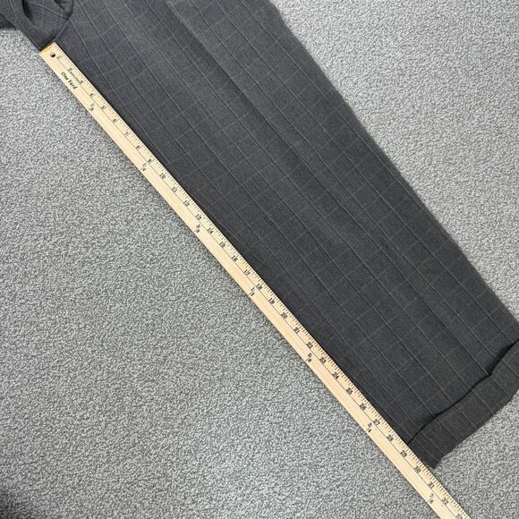 Geoffrey Beene Windowpane High Waist Cuff Hem Straight Leg Trouser Pants Grey 8 - Picture 15 of 16